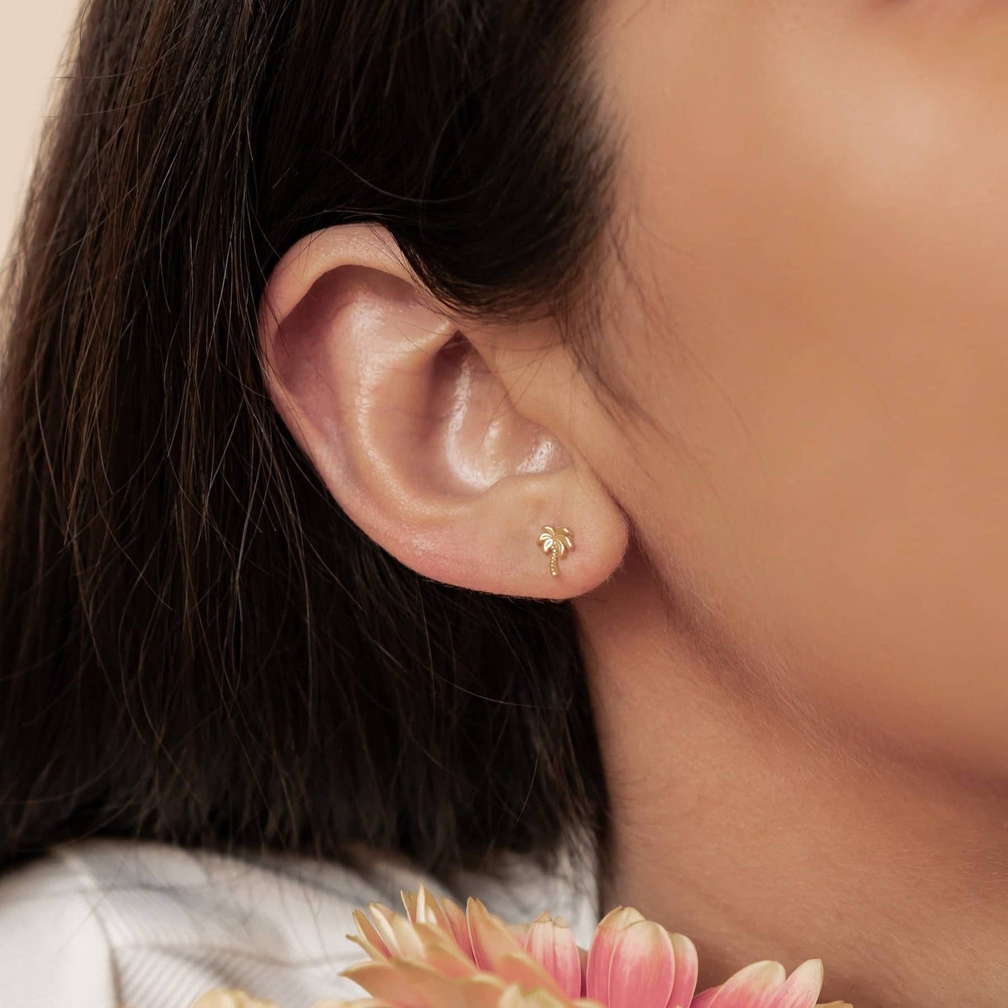 Palm Tree Stud Earrings Sterling Silver