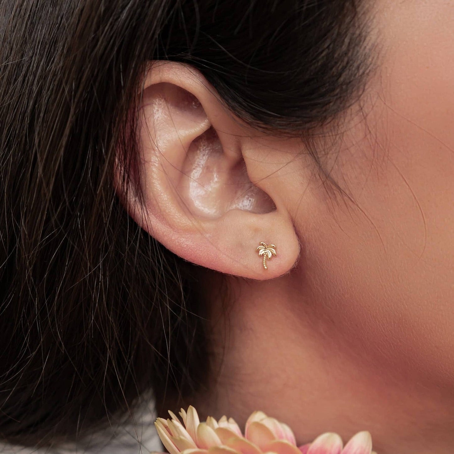 Palm Tree Stud Earrings Sterling Silver