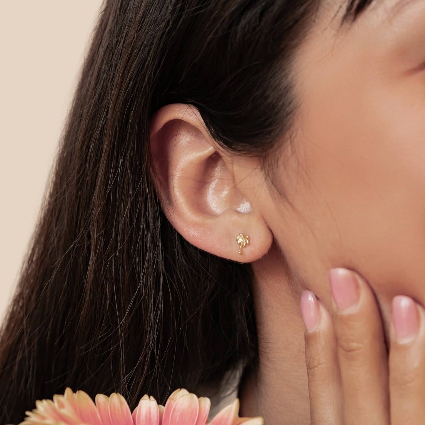 Palm Tree Stud Earrings Sterling Silver