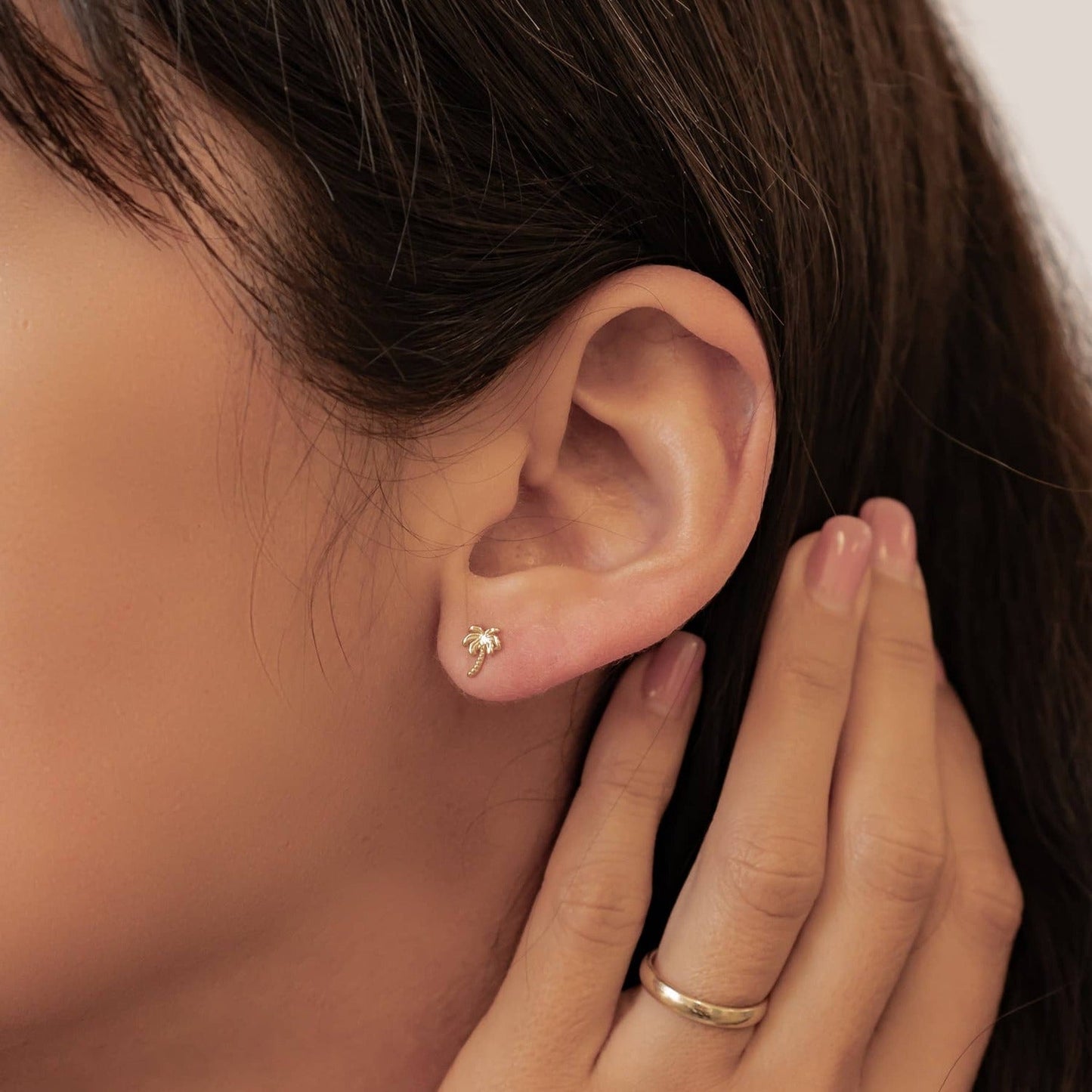 Palm Tree Stud Earrings Sterling Silver