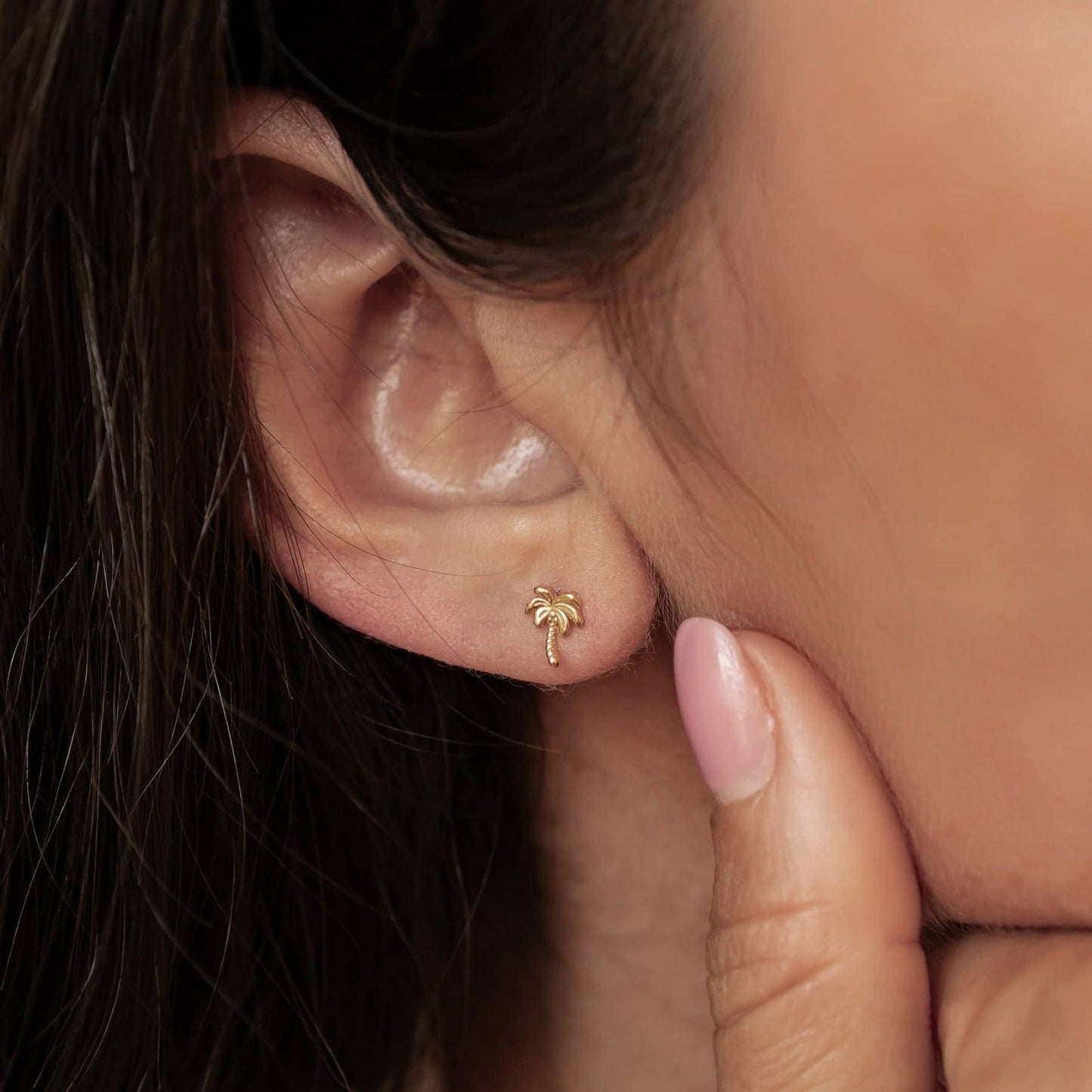 Palm Tree Stud Earrings Sterling Silver