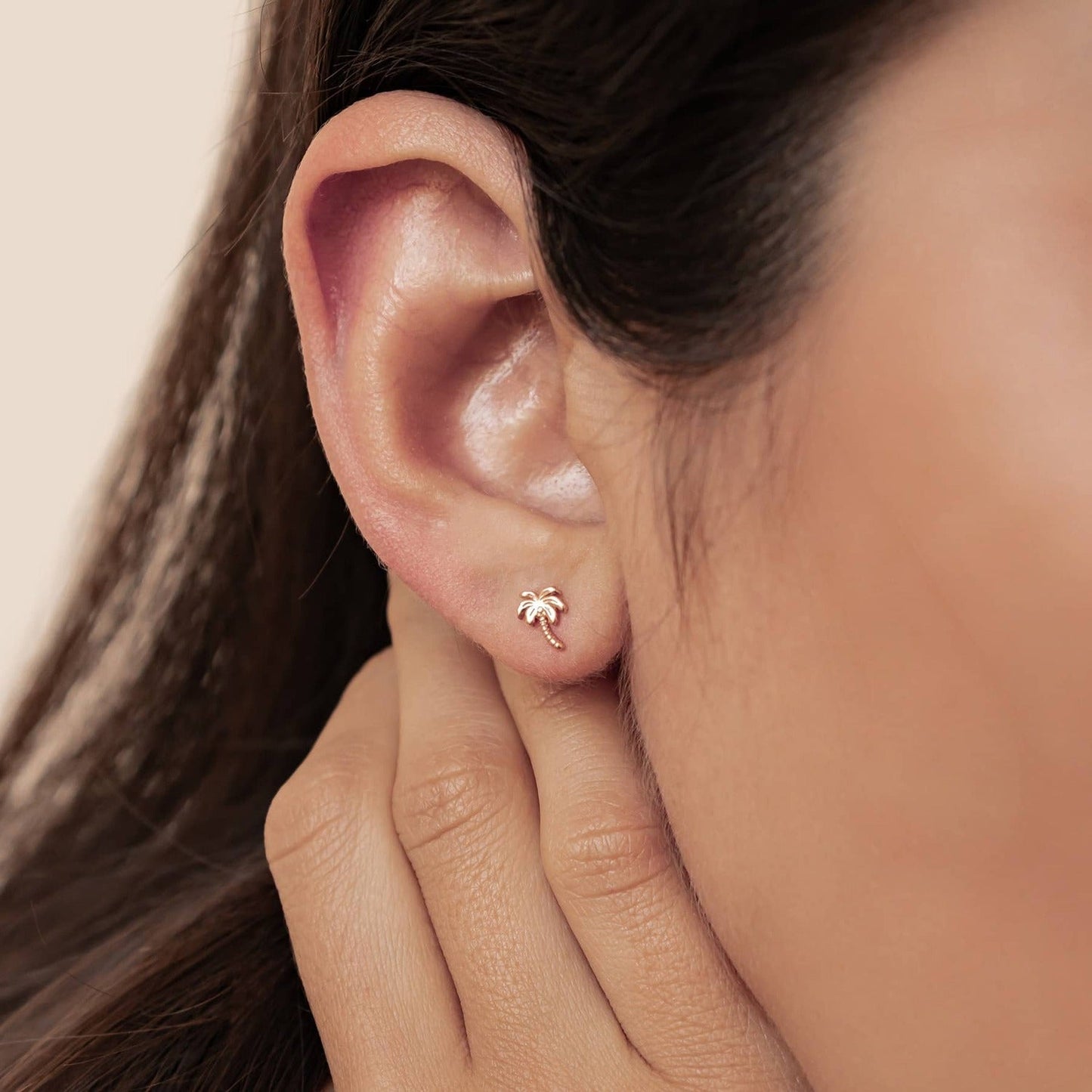 Palm Tree Stud Earrings Sterling Silver