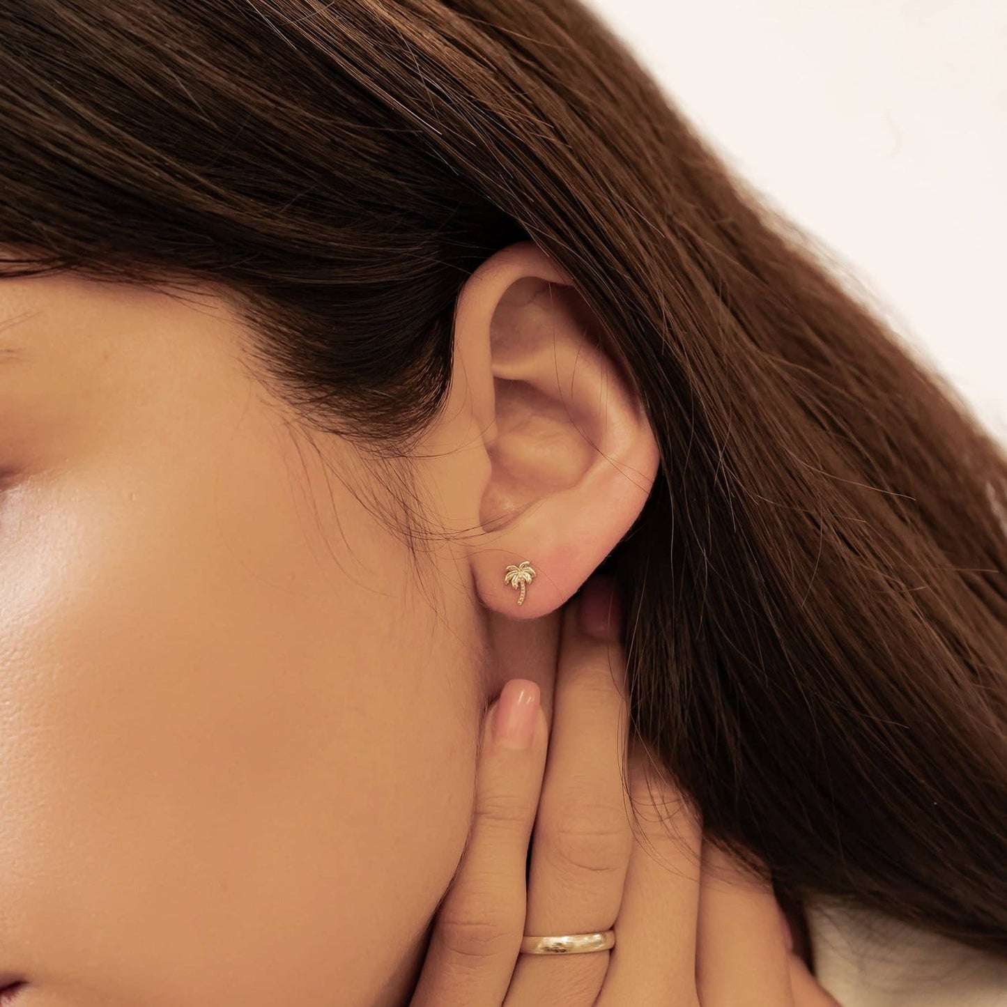 Palm Tree Stud Earrings Sterling Silver