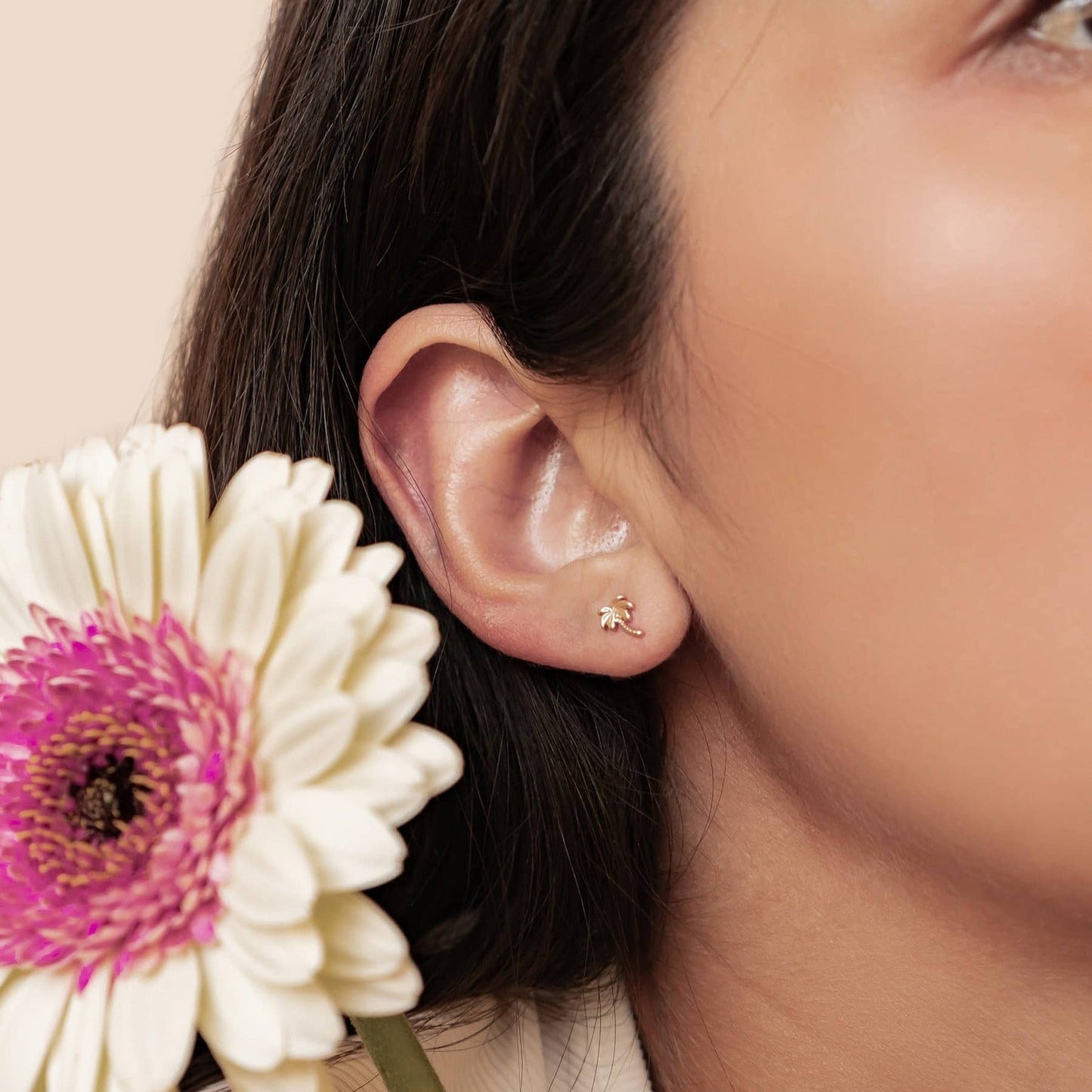 Palm Tree Stud Earrings Sterling Silver