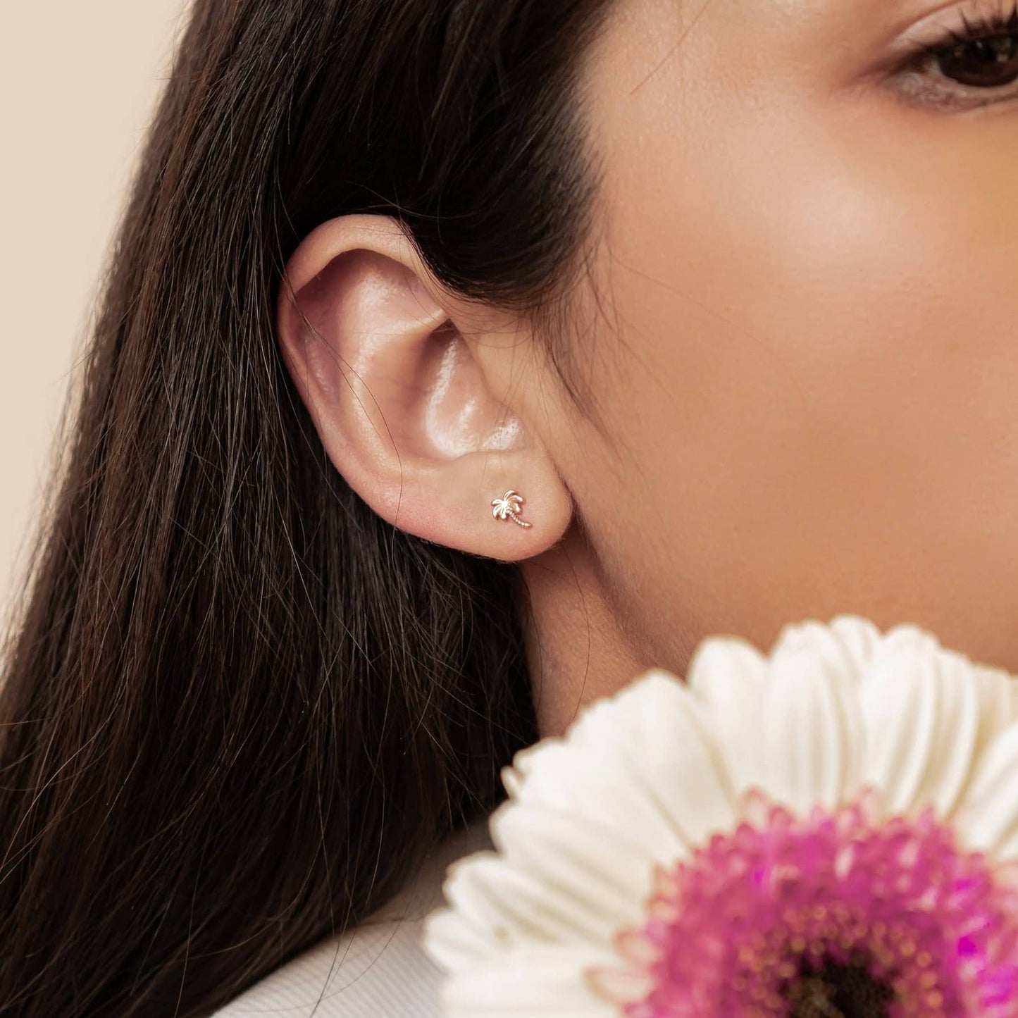 Palm Tree Stud Earrings Sterling Silver