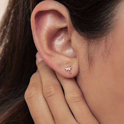 Palm Tree Stud Earrings Sterling Silver