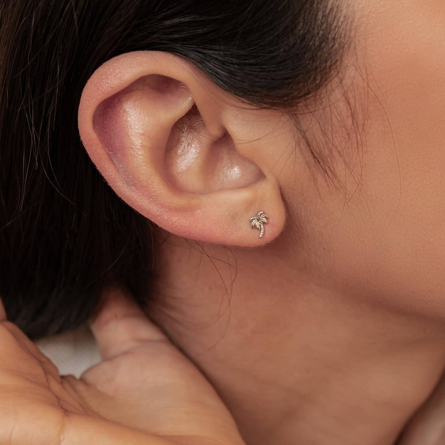 Palm Tree Stud Earrings Sterling Silver