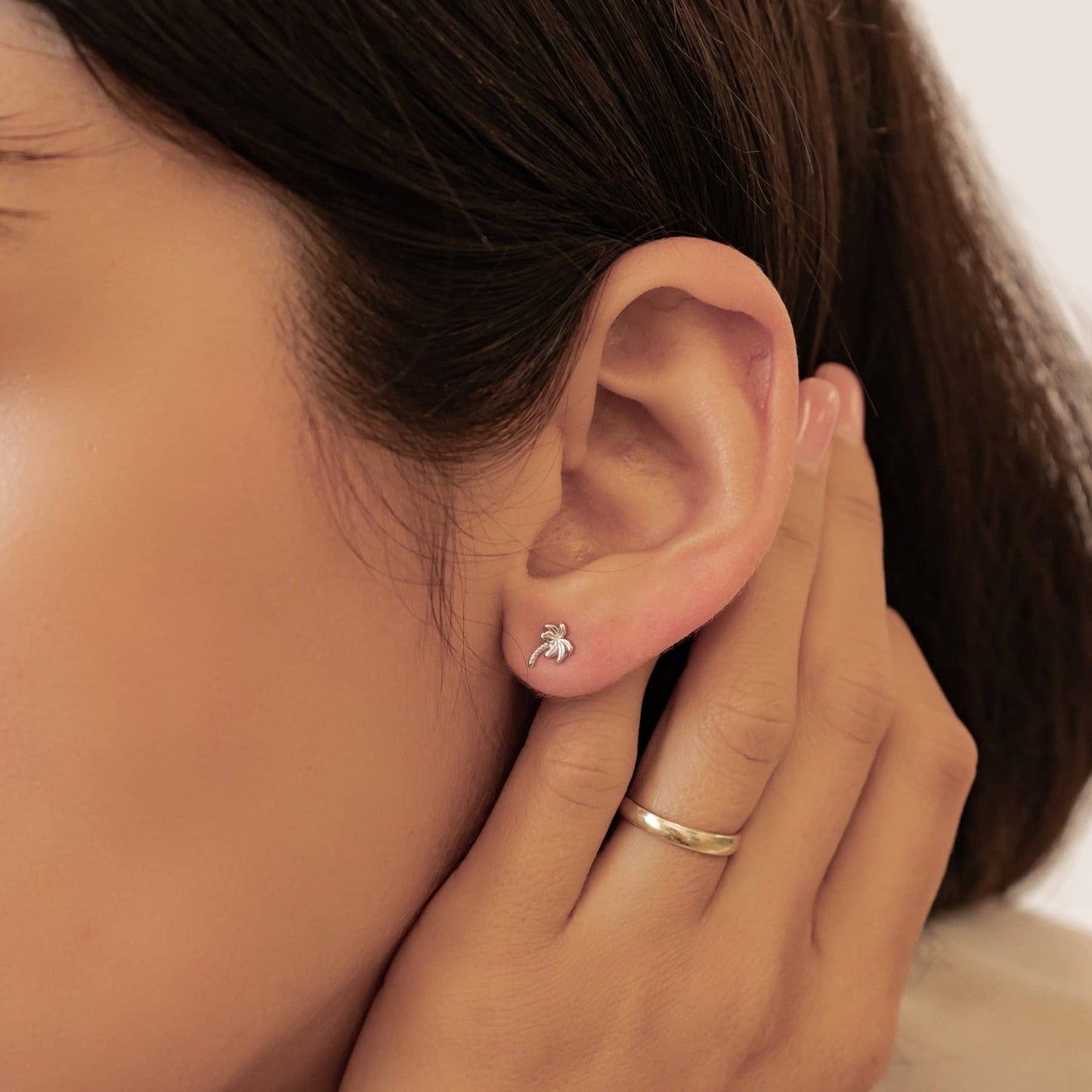 Palm Tree Stud Earrings Sterling Silver