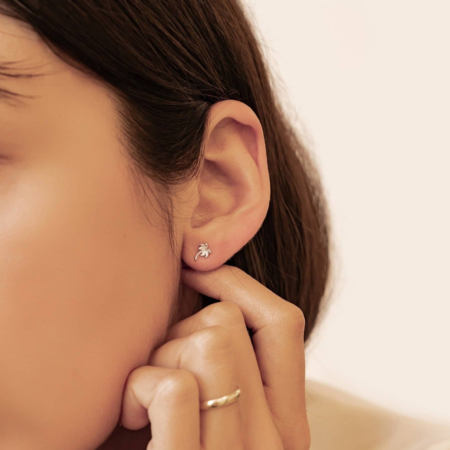 Palm Tree Stud Earrings Sterling Silver