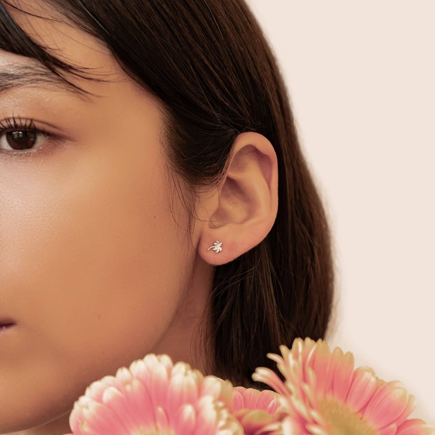 Palm Tree Stud Earrings Sterling Silver