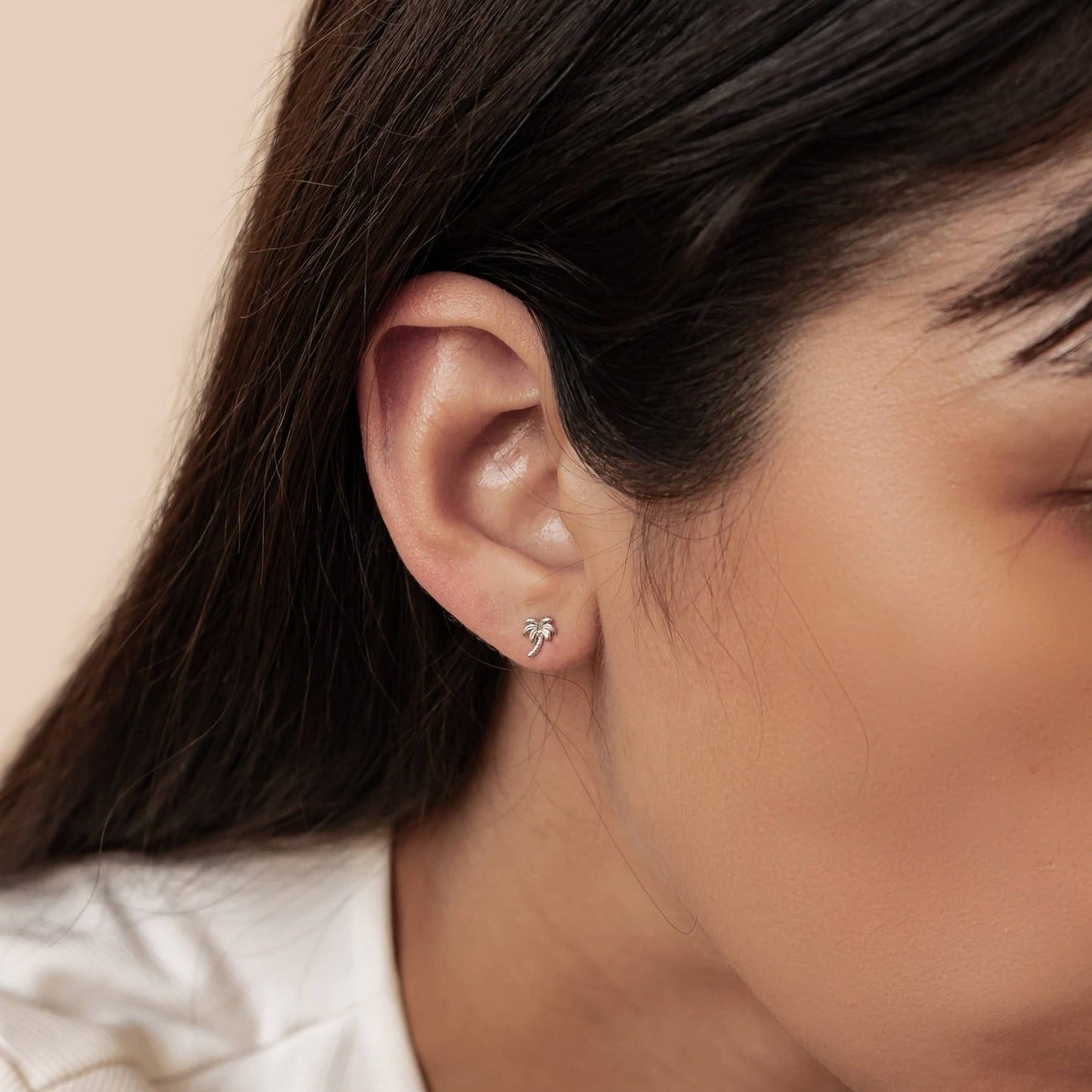 Palm Tree Stud Earrings Sterling Silver