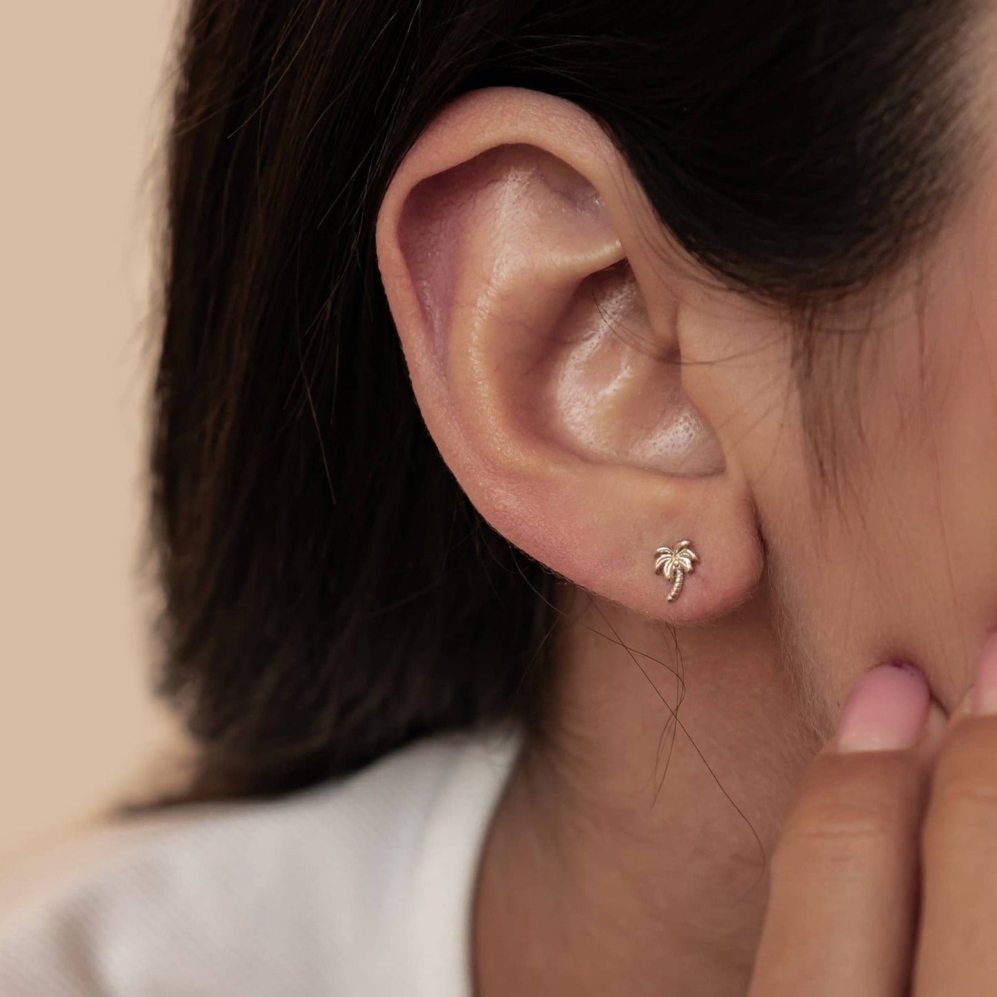 Palm Tree Stud Earrings Sterling Silver