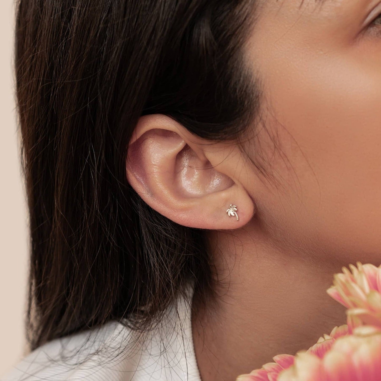 Palm Tree Stud Earrings Sterling Silver