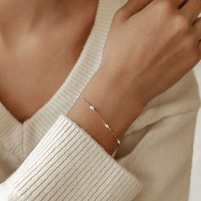 Pearl Chain Bracelet Sterling Silver Gold