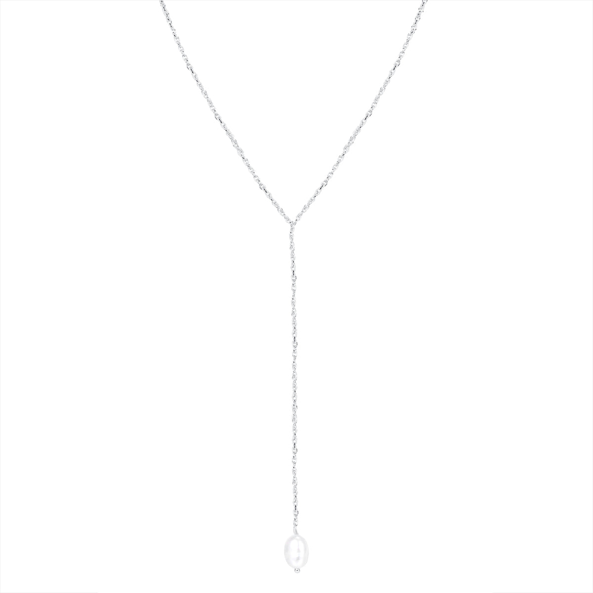 Pearl Pendant Lariat Necklace Sterling Silver