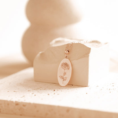 Personalized Oval Pendant Necklace Waterproof