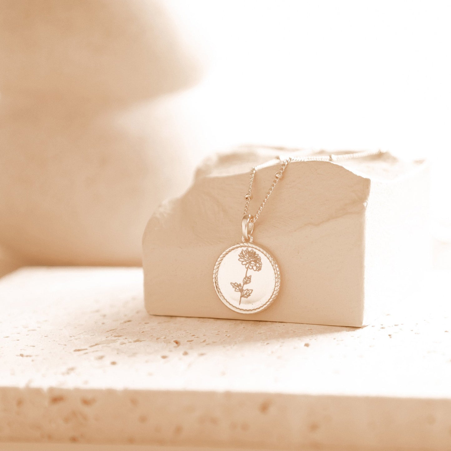 Personalized Round Rope Pendant Necklace Sterling Silver