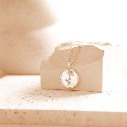 Personalized Round Rope Pendant Necklace Sterling Silver