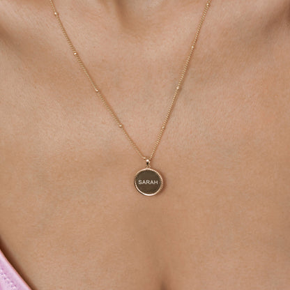 Personalized Round Rope Pendant Necklace Sterling Silver