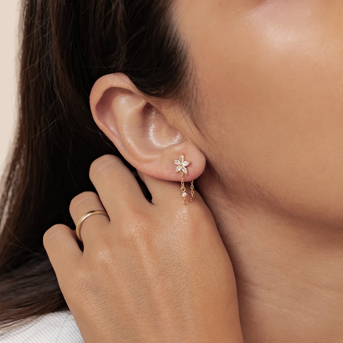 Petal Blossom Chain Earrings Sterling Silver