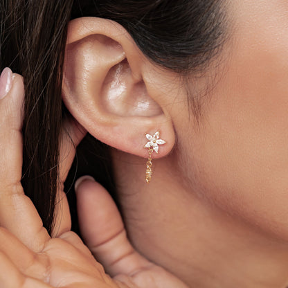 Petal Blossom Chain Earrings Sterling Silver