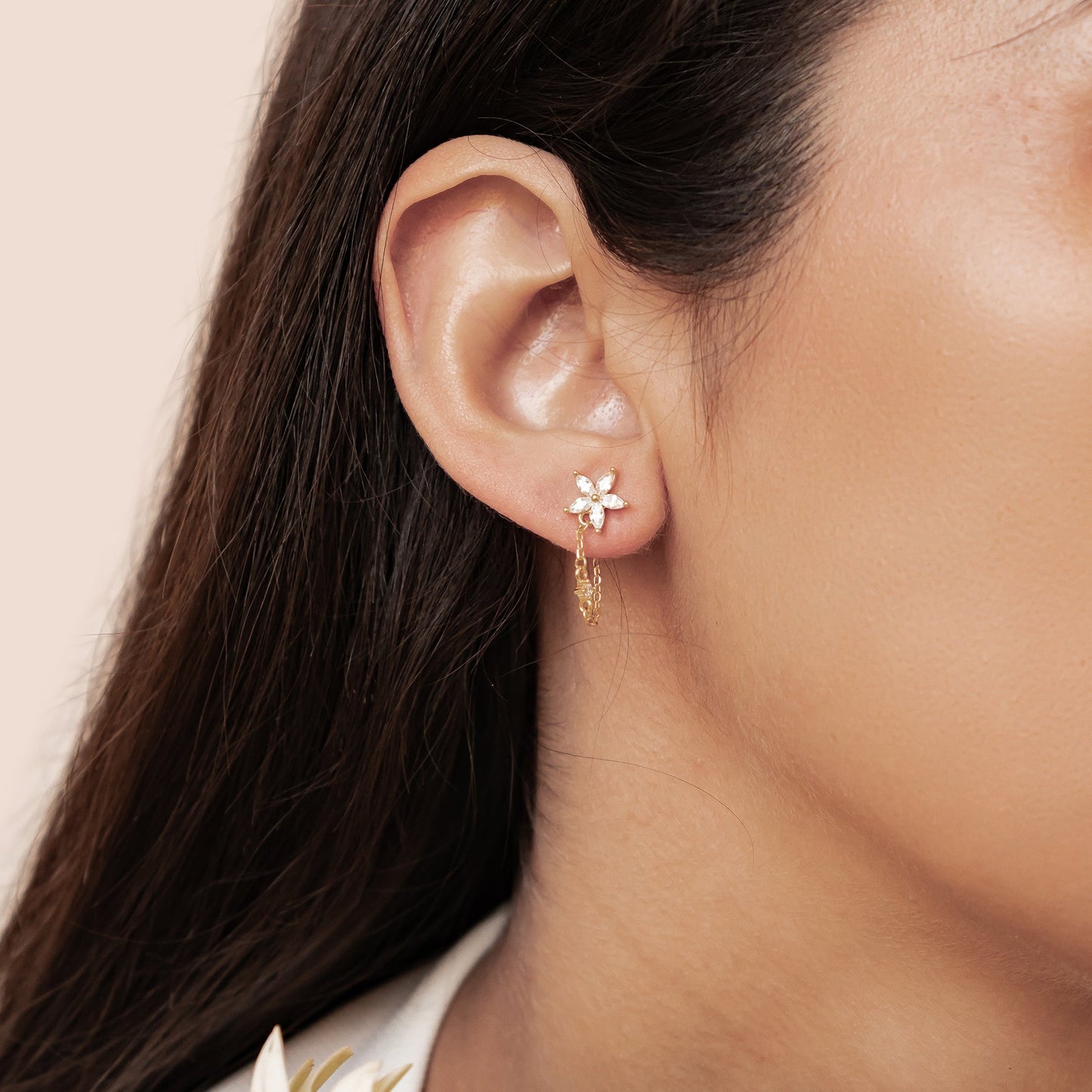 Petal Blossom Chain Earrings Sterling Silver