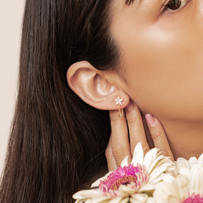 Petal Blossom Chain Earrings Sterling Silver