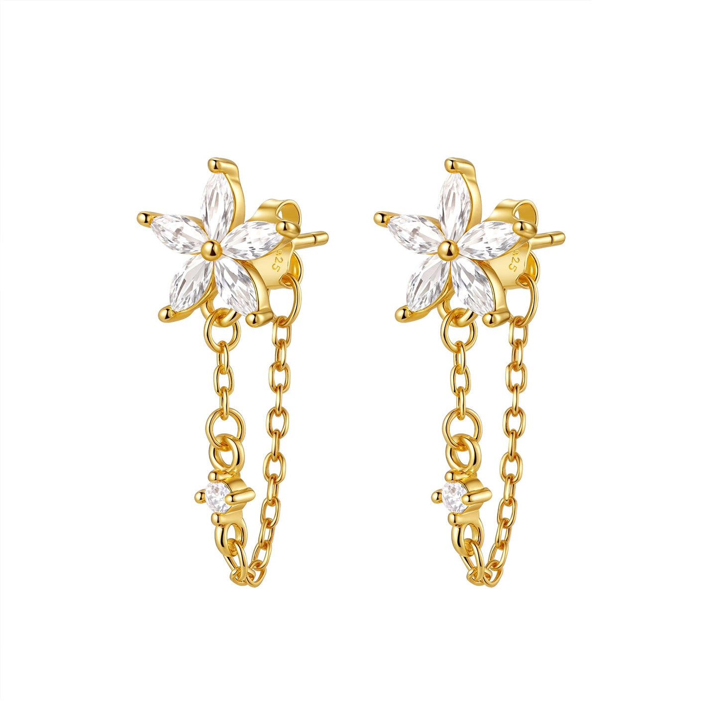 Petal Blossom Chain Earrings Sterling Silver