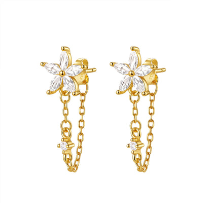 Petal Blossom Chain Earrings Sterling Silver