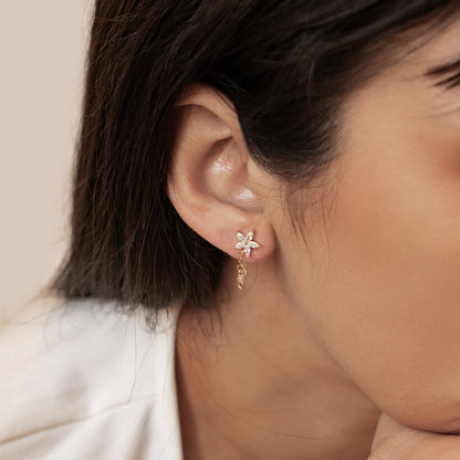 Petal Blossom Chain Earrings Sterling Silver