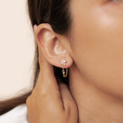 Petal Blossom Chain Earrings Sterling Silver