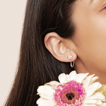 Petal Blossom Chain Earrings Sterling Silver