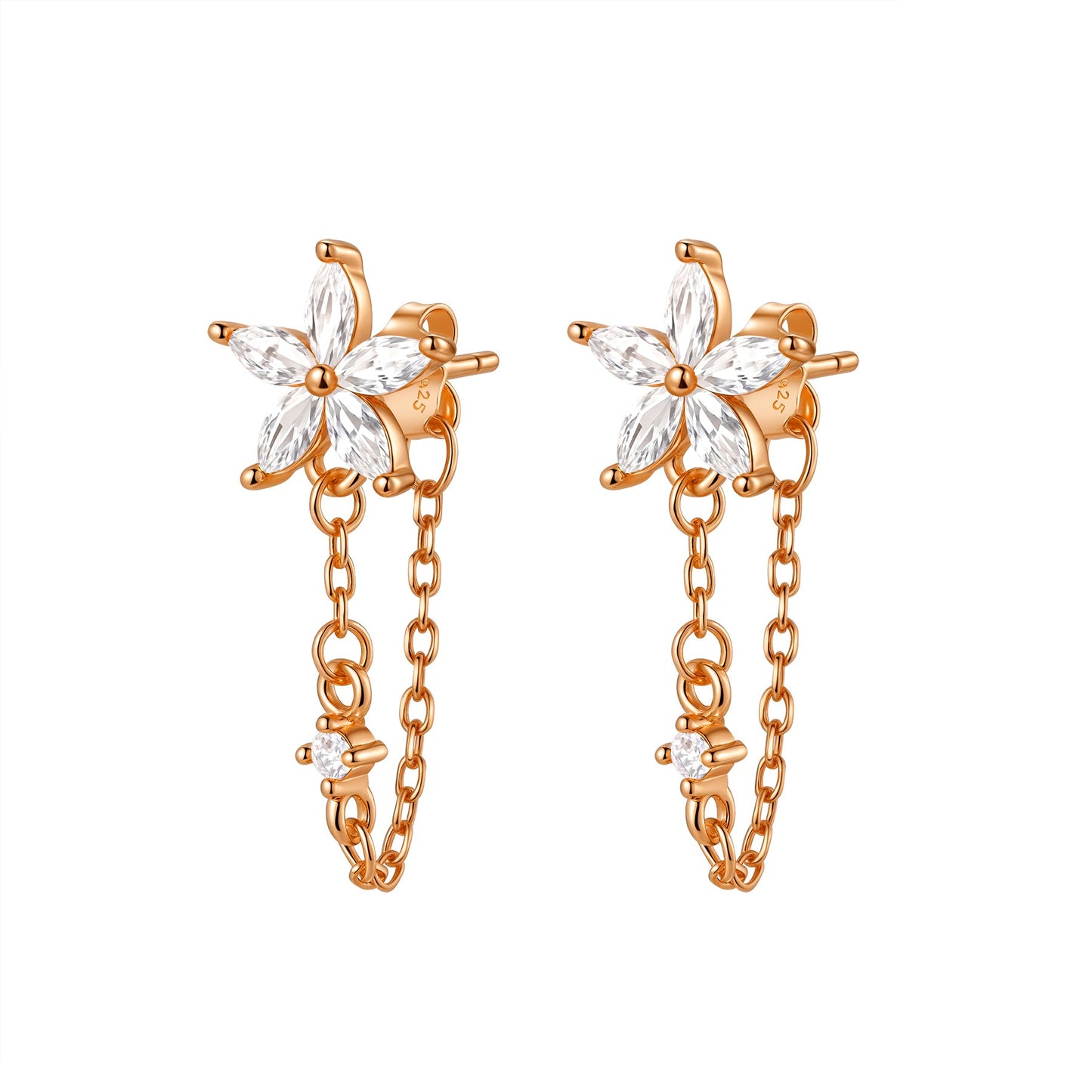 Petal Blossom Chain Earrings Sterling Silver