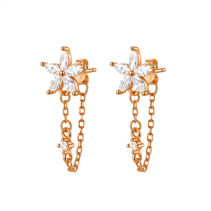 Petal Blossom Chain Earrings Sterling Silver