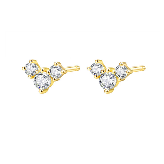 Petite Trio Flower Stud Earrings Sterling Silver
