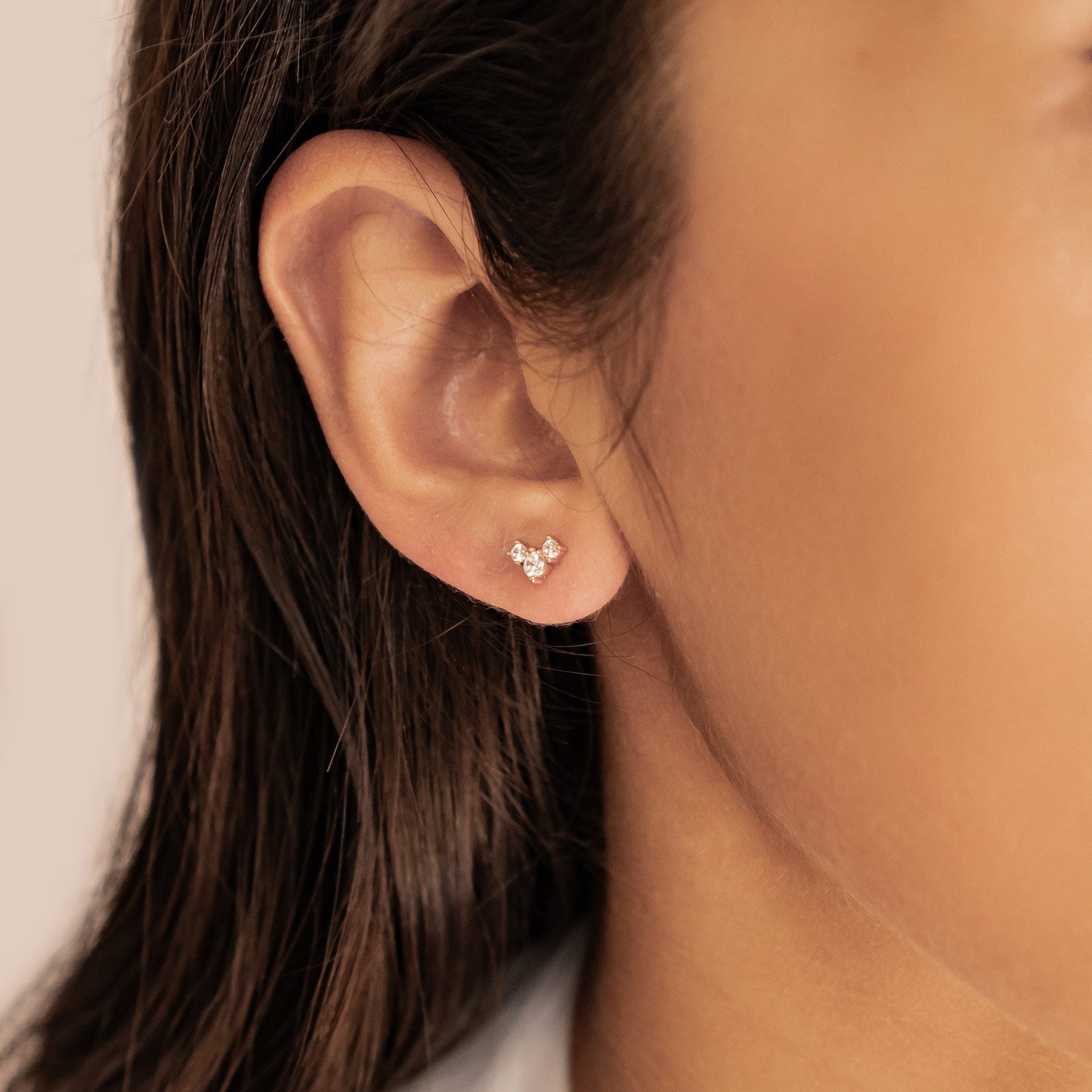 Petite Trio Flower Stud Earrings Sterling Silver