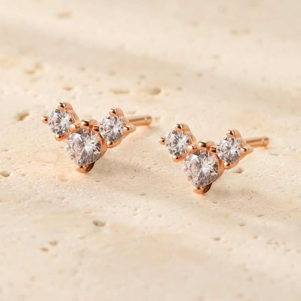 Petite Trio Flower Stud Earrings Sterling Silver