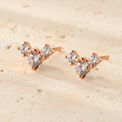 Petite Trio Flower Stud Earrings Sterling Silver