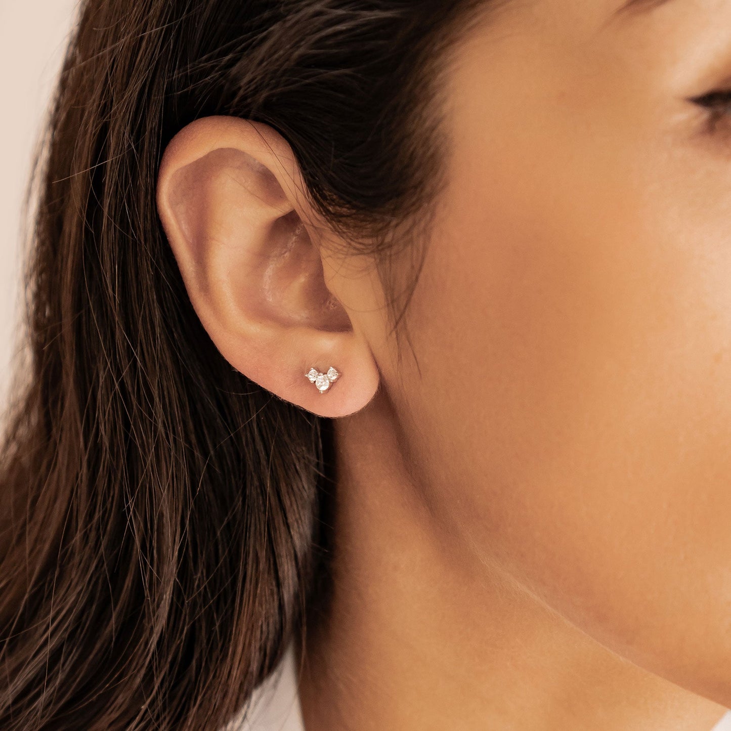 Petite Trio Flower Stud Earrings Sterling Silver