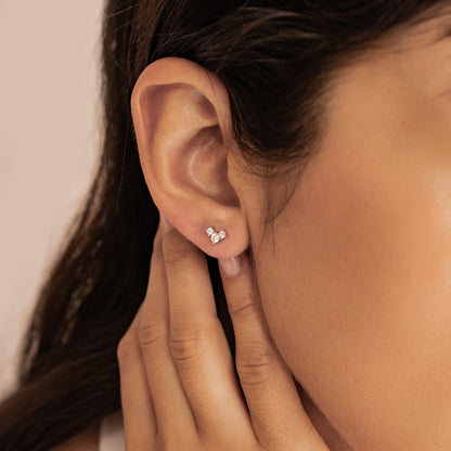 Petite Trio Flower Stud Earrings Sterling Silver