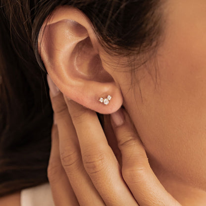 Petite Trio Flower Stud Earrings Sterling Silver
