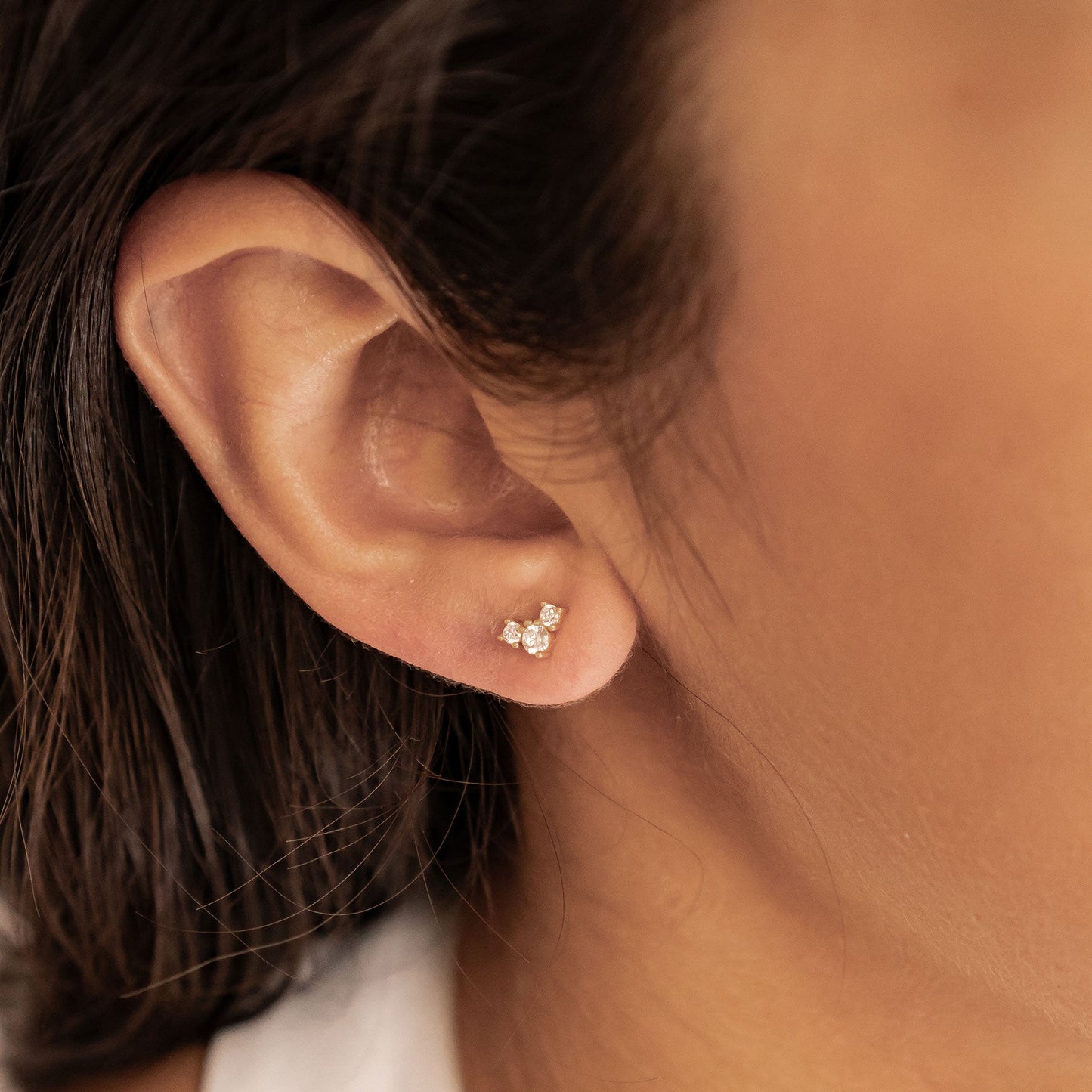 Petite Trio Flower Stud Earrings Sterling Silver