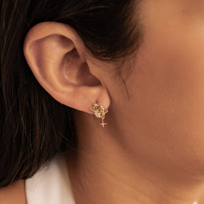 Planet Drop Stud Earrings Sterling Silver