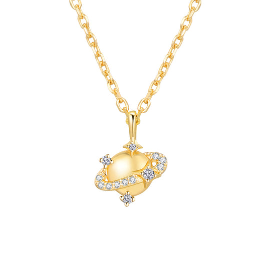 Planet Pendant Necklace Sterling Silver