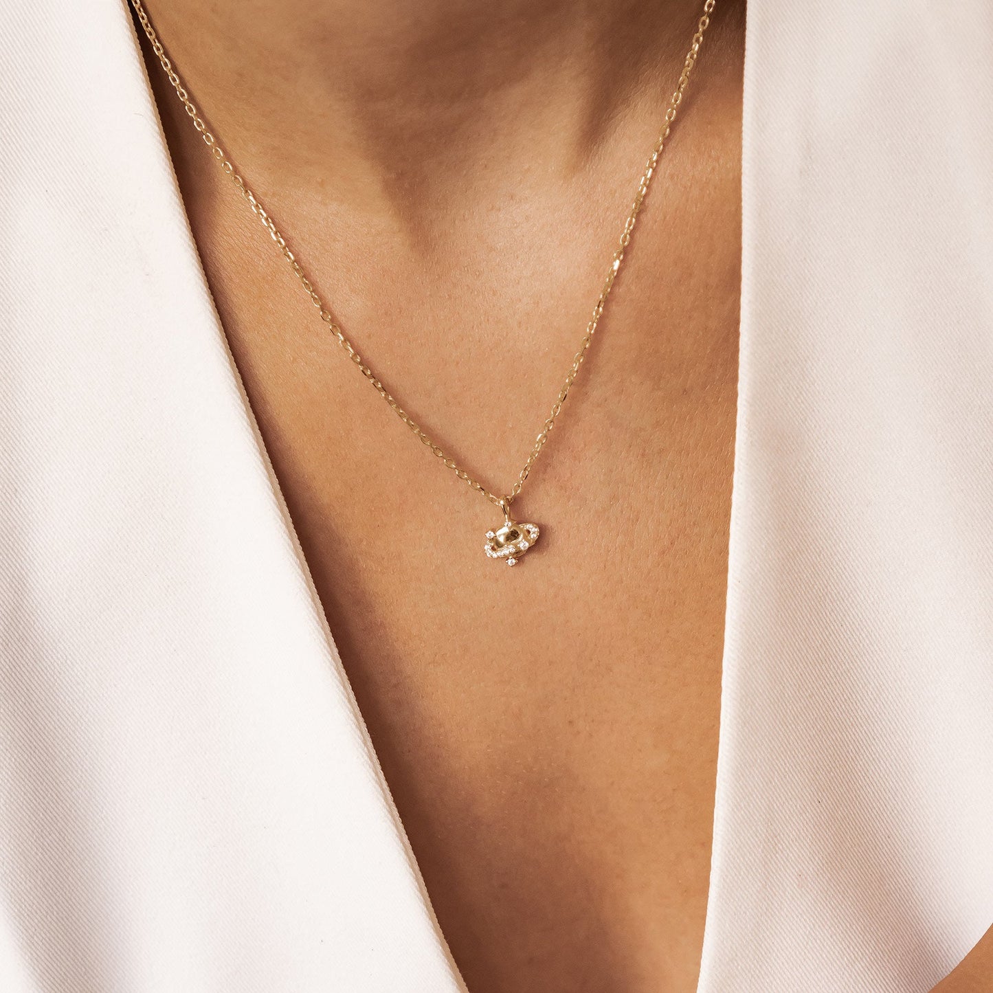 Planet Pendant Necklace Sterling Silver