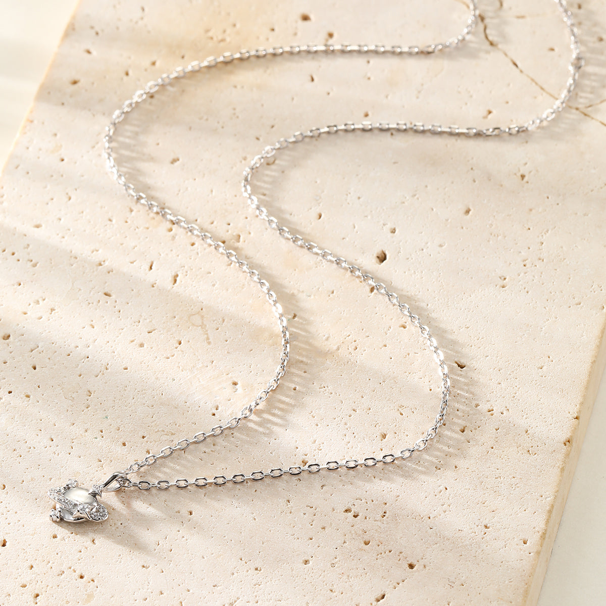 Planet Pendant Necklace Sterling Silver