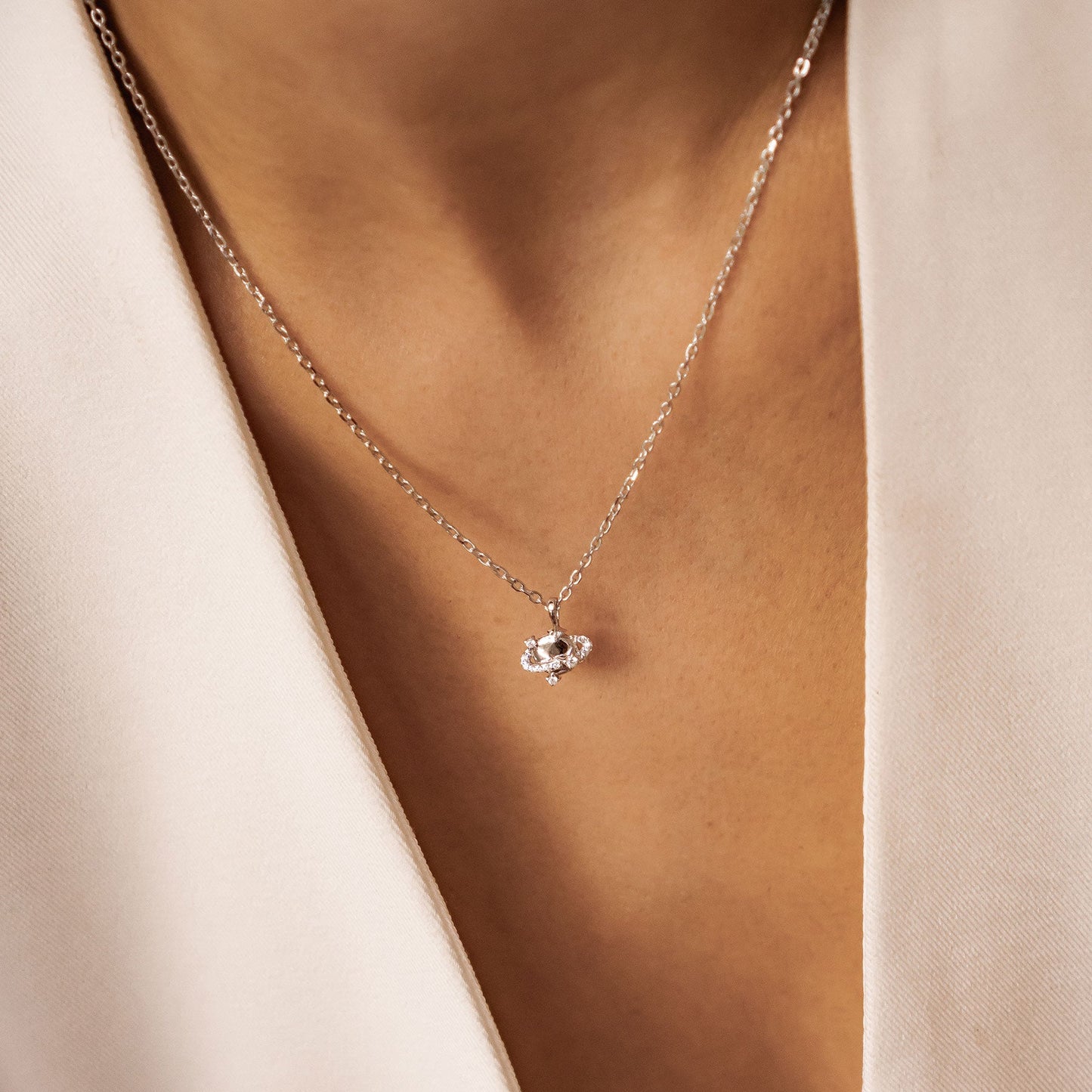 Planet Pendant Necklace Sterling Silver