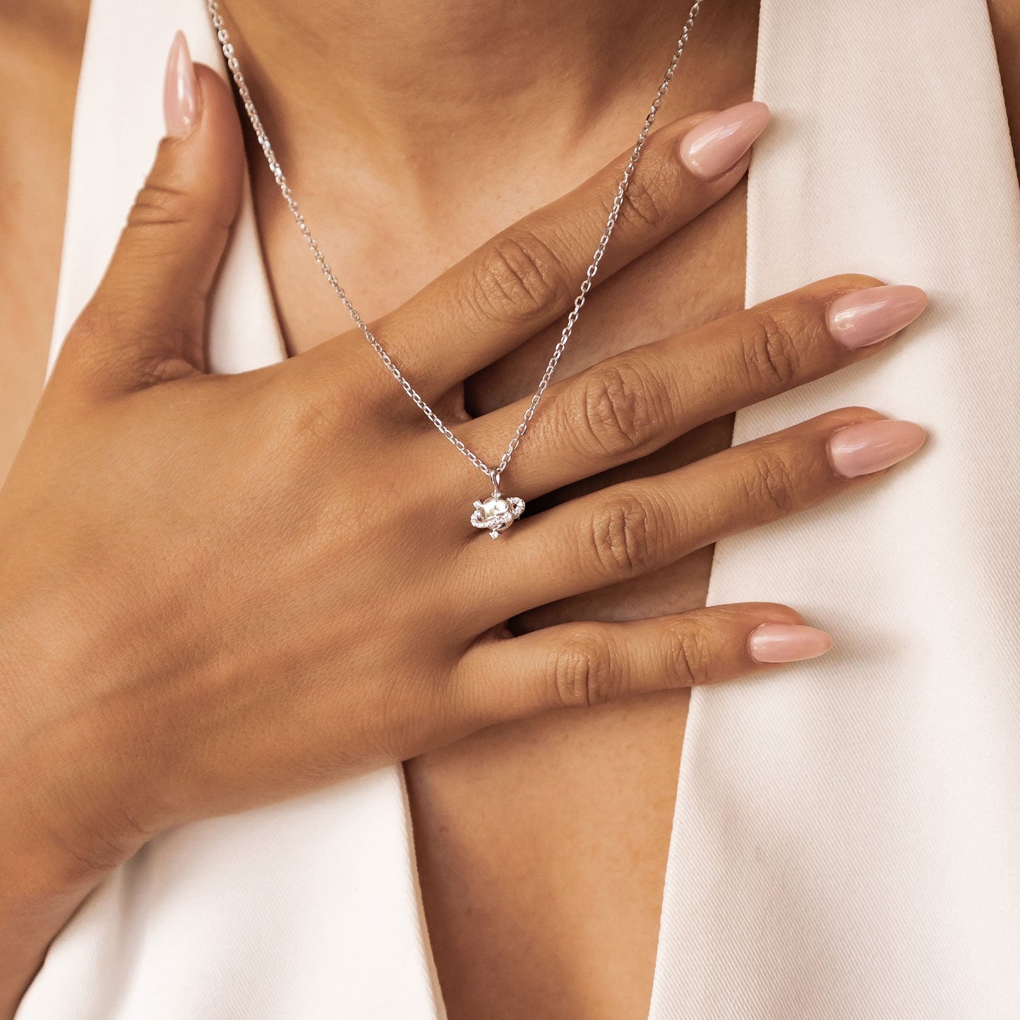 Planet Pendant Necklace Sterling Silver