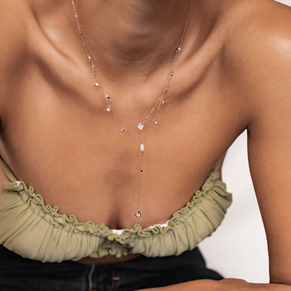 Posy Y Chain Necklace Sterling Silver Gold