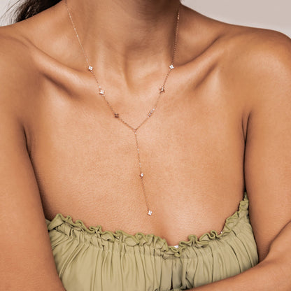 Posy Y Chain Necklace Sterling Silver Gold